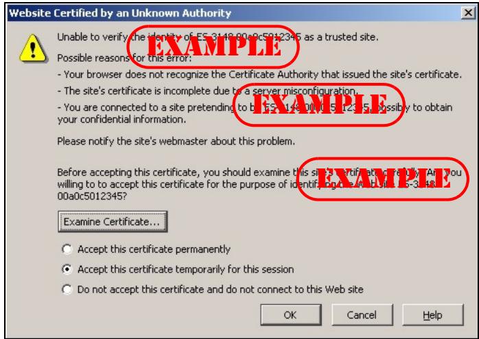 ZYXEL MGS-3712F - Netscape Navigator Warning Messages - 1