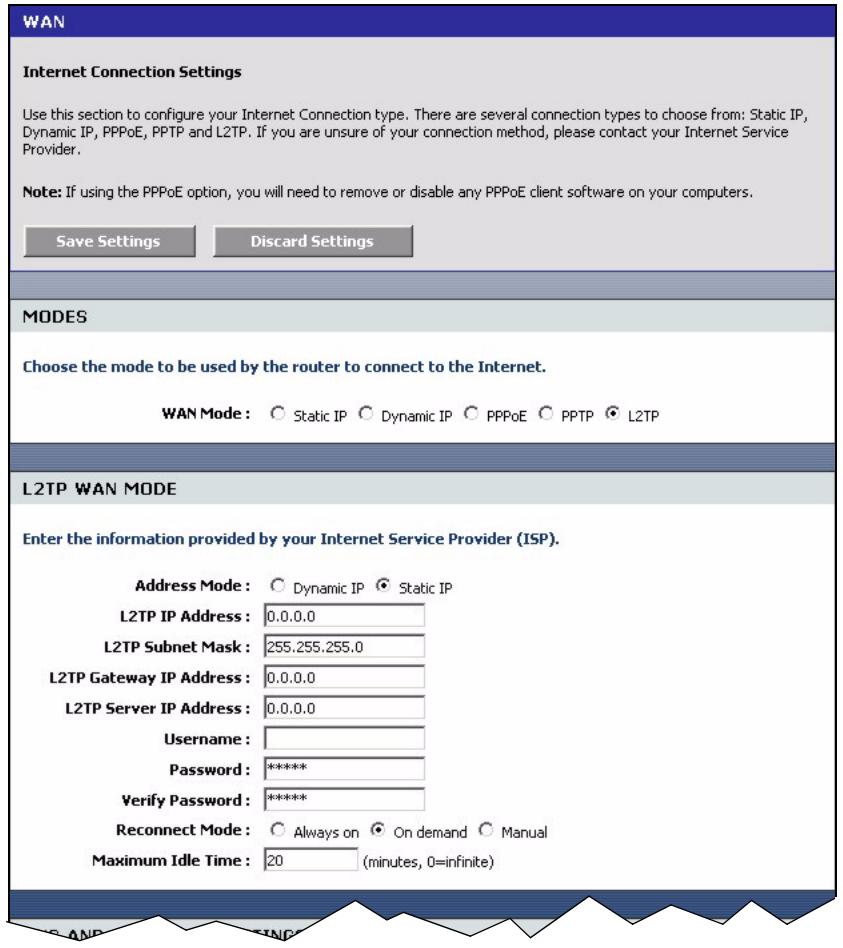 ZYXEL NBG-415 - WAN Connection: L2TP - 1