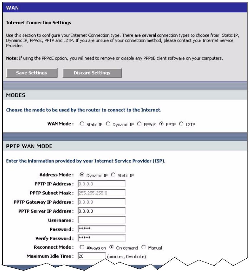 ZYXEL NBG-415 - WAN Connection: PPTP - 1
