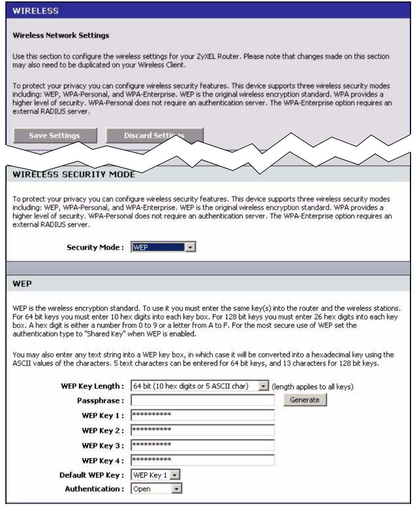ZYXEL NBG-415 - WLAN Security Setup: WEP - 1