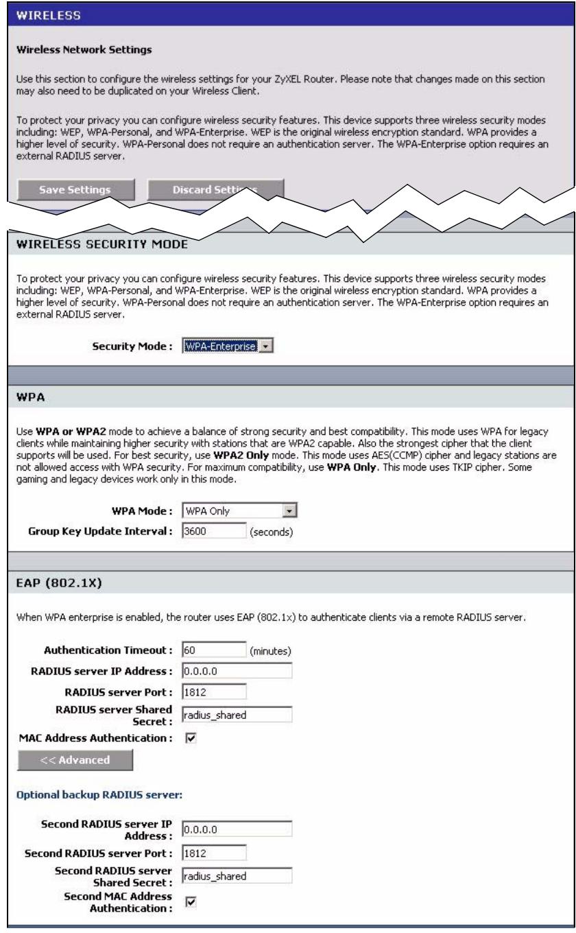 ZYXEL NBG-415 - WLAN Security Setup: WPA-Enterprise - 1