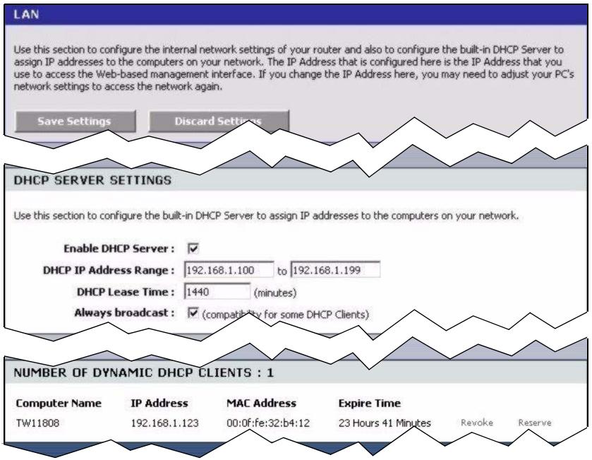 ZYXEL NBG-415 - DHCP Server Settings - 1