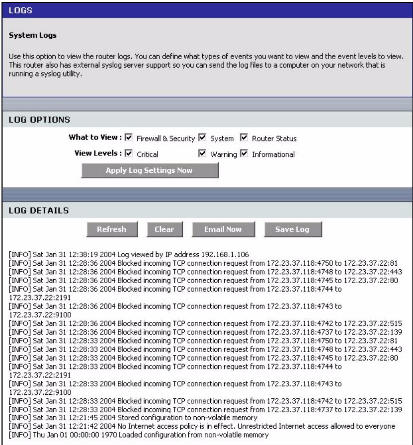 ZYXEL NBG-415 - Logs - 1