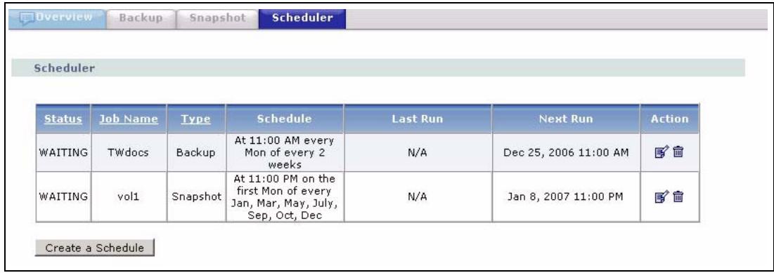 ZYXEL NSA-2400-1T - Scheduler Screen - 1