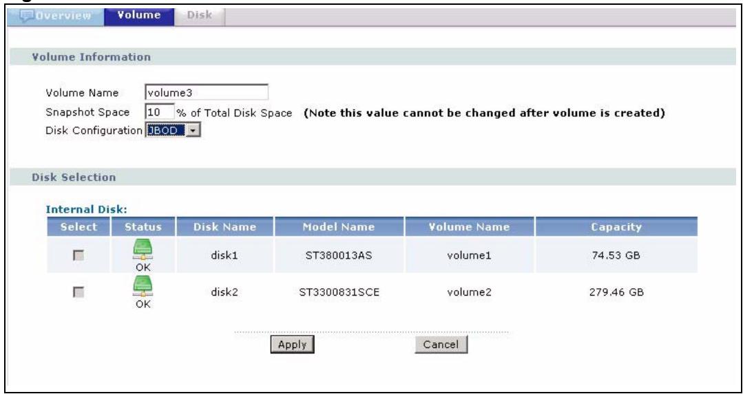 ZYXEL NSA-2400-1T - Creating a New Internal Volume - 1