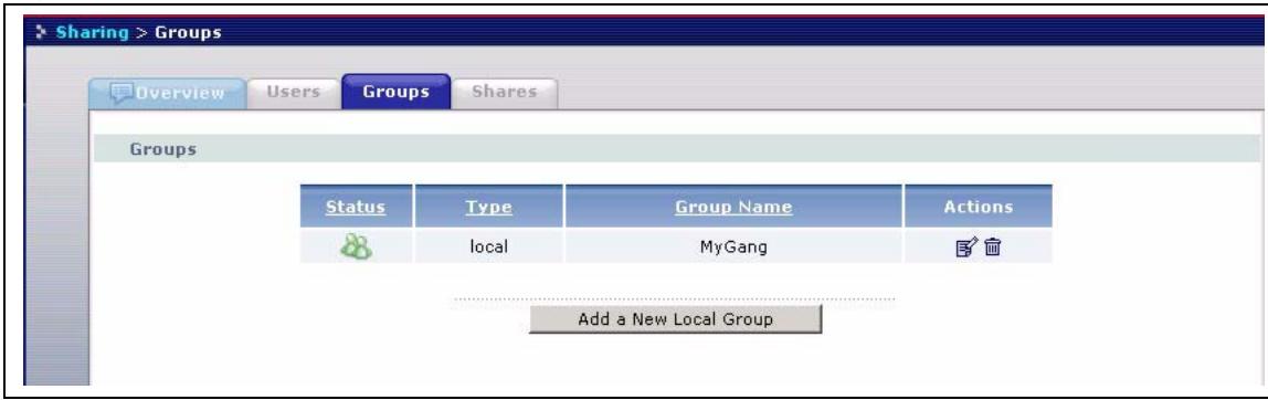 ZYXEL NSA-2400-1T - Groups Summary Screen - 1