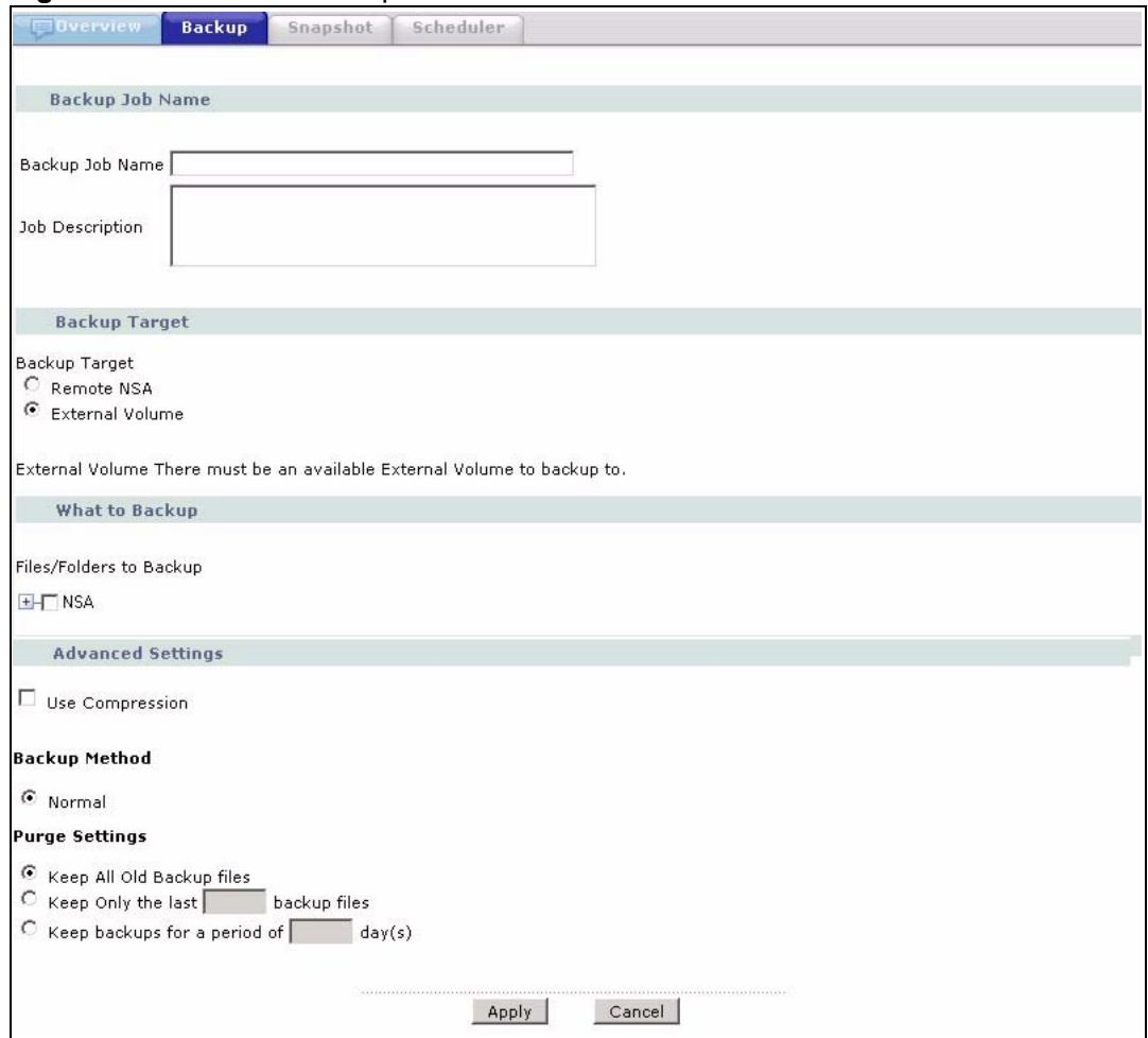 ZYXEL NSA-2400-1T - Creating/Editing Backups - 1