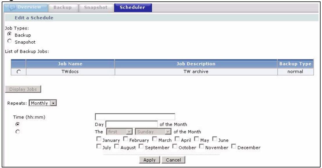ZYXEL NSA-2400-1T - Scheduler Create/Edit Screen - 1