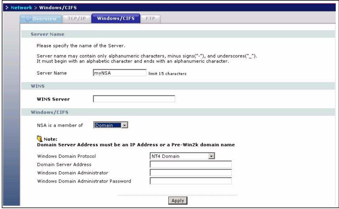 ZYXEL NSA-2400-1T - Windows/CIFS Screen - 2