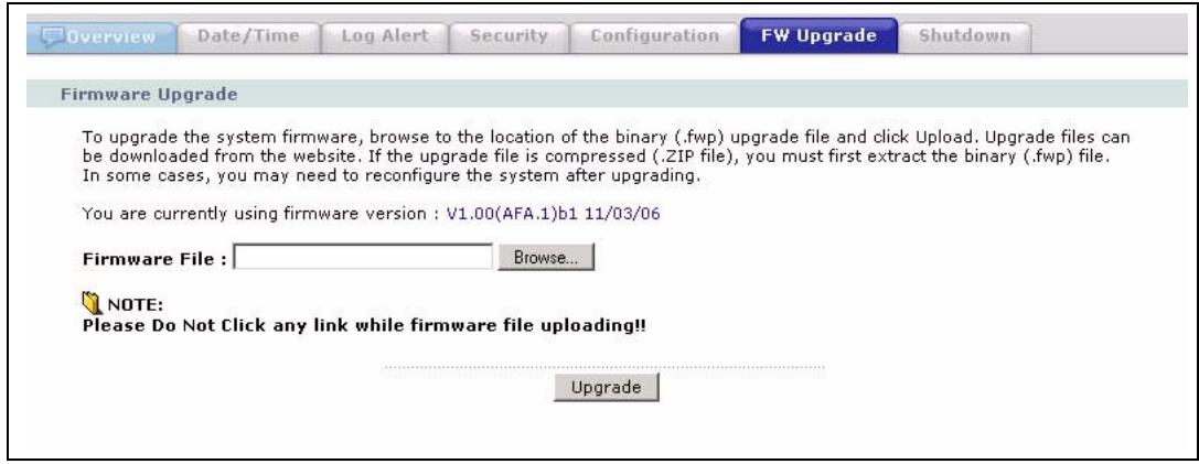 ZYXEL NSA-2400-1T - Firmware Upgrade Screen - 1