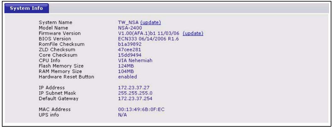 ZYXEL NSA-2400-1T - System Info - 1