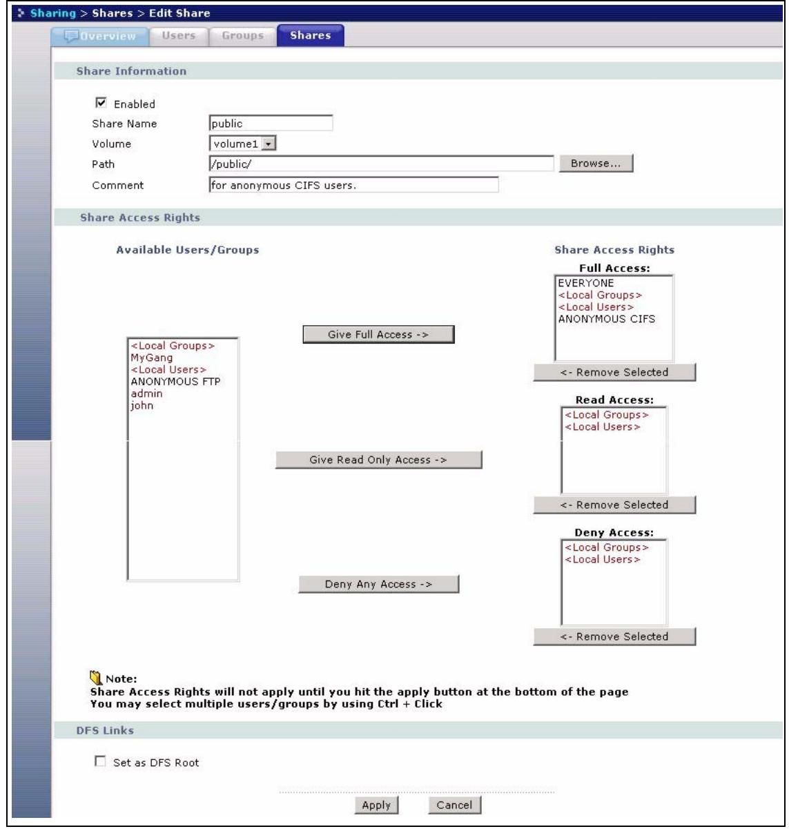ZYXEL NSA-2400-1T - Add A New Share Screen - 2