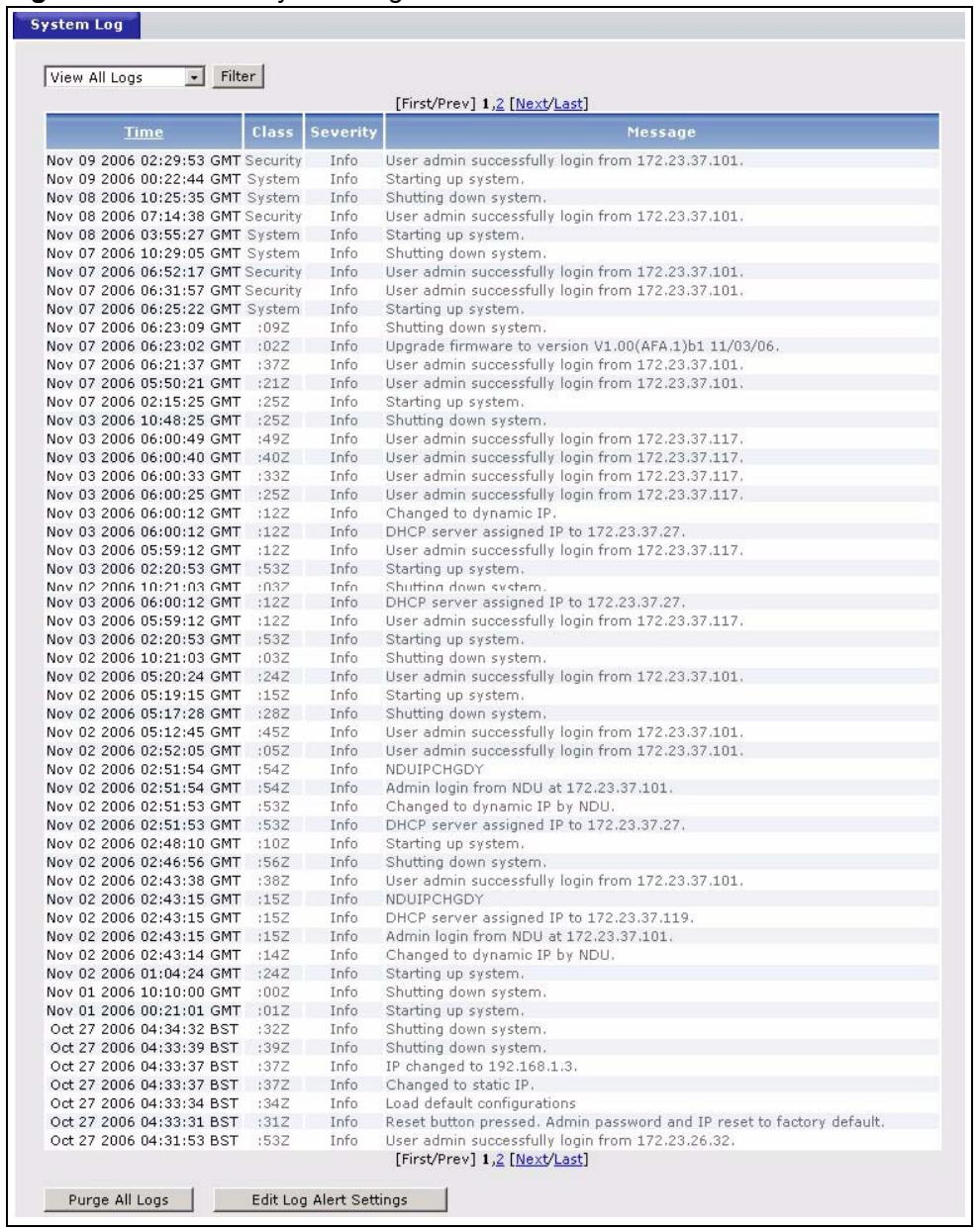 ZYXEL NSA-2400-1T - System Log - 1