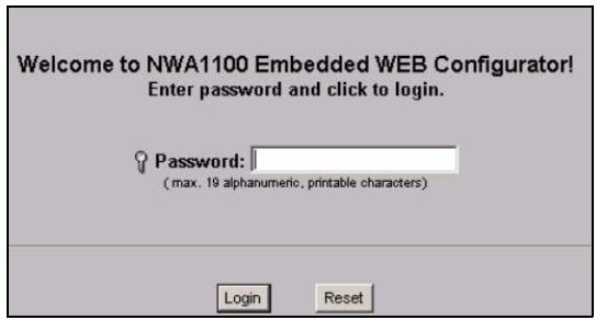 ZYXEL NWA-1100 - Log Into the Web Configurator - 2
