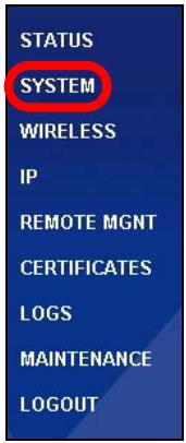 ZYXEL NWA-1100 - Click SYSTEM in the navigation panel. - 1