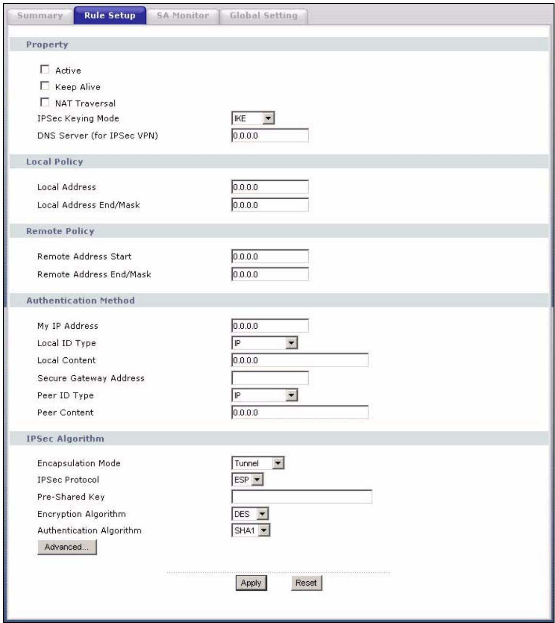 ZYXEL P-334U - VPN Rule Setup (IKE) - 2