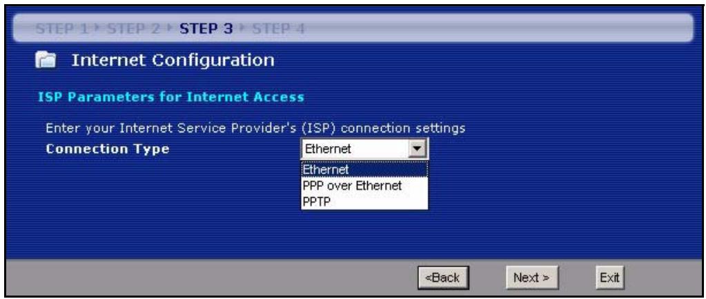 ZYXEL P-334U - Connection Wizard: STEP 3: Internet Configuration - 1