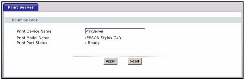 ZYXEL P-334U - Print Server Screen - 1
