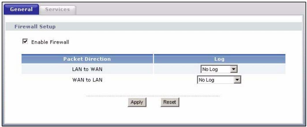ZYXEL P-334U - General Firewall Screen - 1