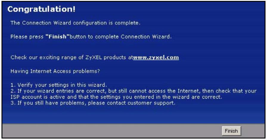 ZYXEL P-334U - Connection Wizard Complete - 2
