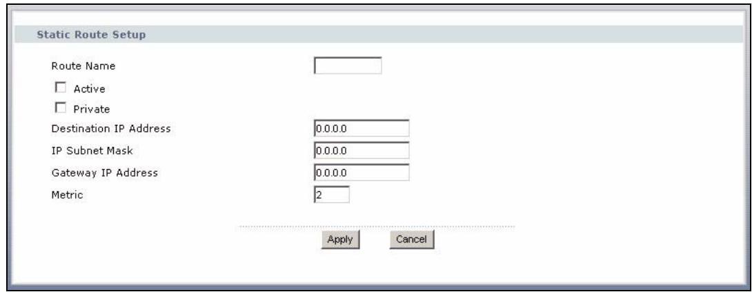 ZYXEL P-334U - Static Route Setup Screen - 1