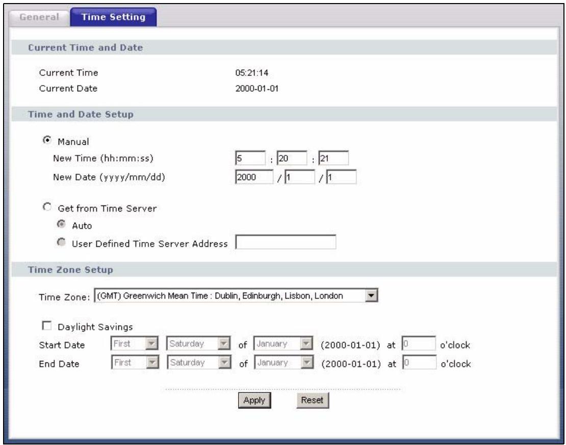 ZYXEL P-334U - Time Setting Screen - 1