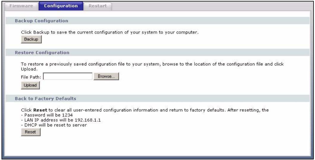 ZYXEL P-334U - Configuration Screen - 1