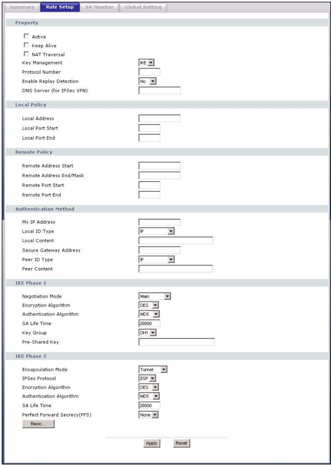 ZYXEL P-334U - Advanced VPN Rule Setup (IKE) - 1