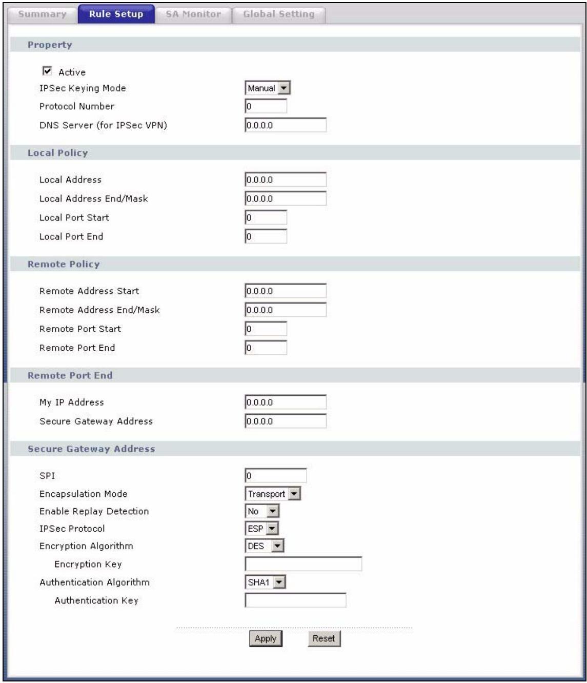 ZYXEL P-334U - VPN Rule Setup (Manual) - 1