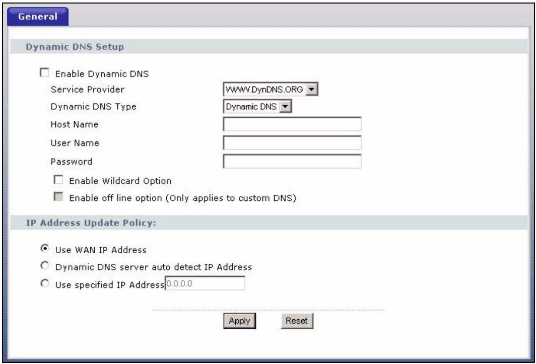 ZYXEL P-334U - Dynamic DNS Screen - 1