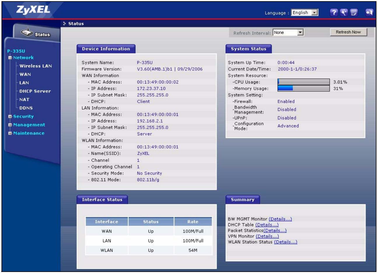 ZYXEL P-334U - Navigating the Web Configurator - 1