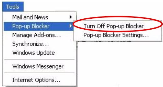 ZYXEL P-334U - Disable pop-up Blockers - 1