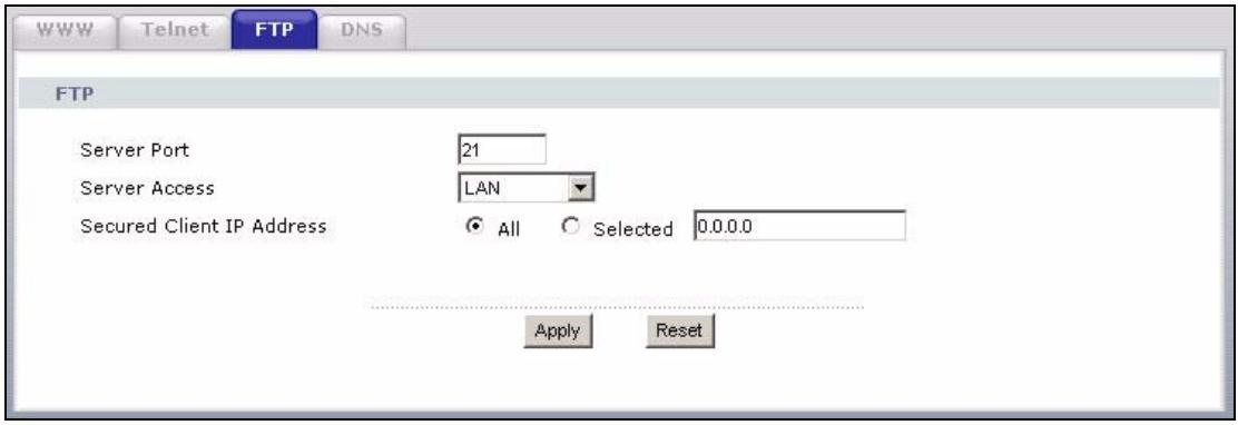 ZYXEL P-334U - FTP Screen - 1