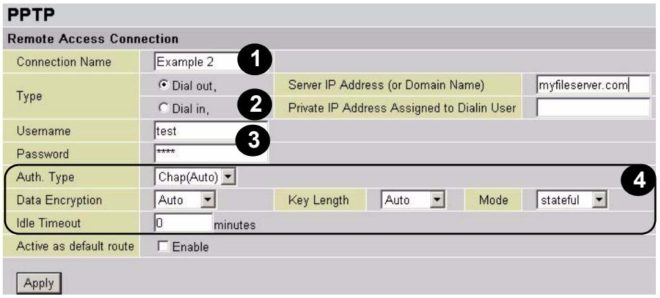 ZYXEL P-794M - Example: Remote PPTP VPN Dial-out Connection - 2