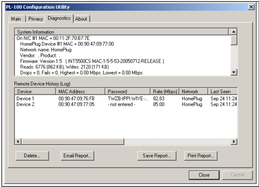 ZYXEL PL-100 - Diagnostics Screen - 1