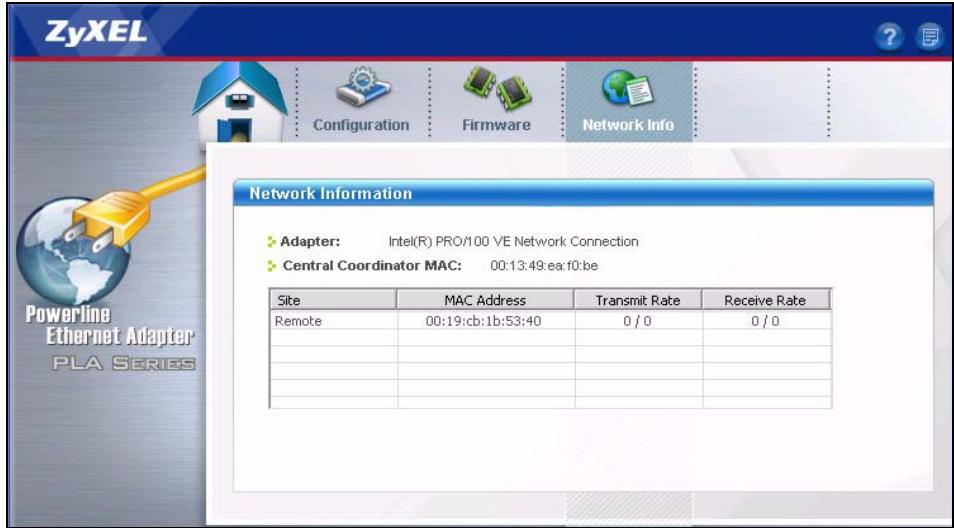 ZYXEL PLA-400 - Network Info Screen - 1