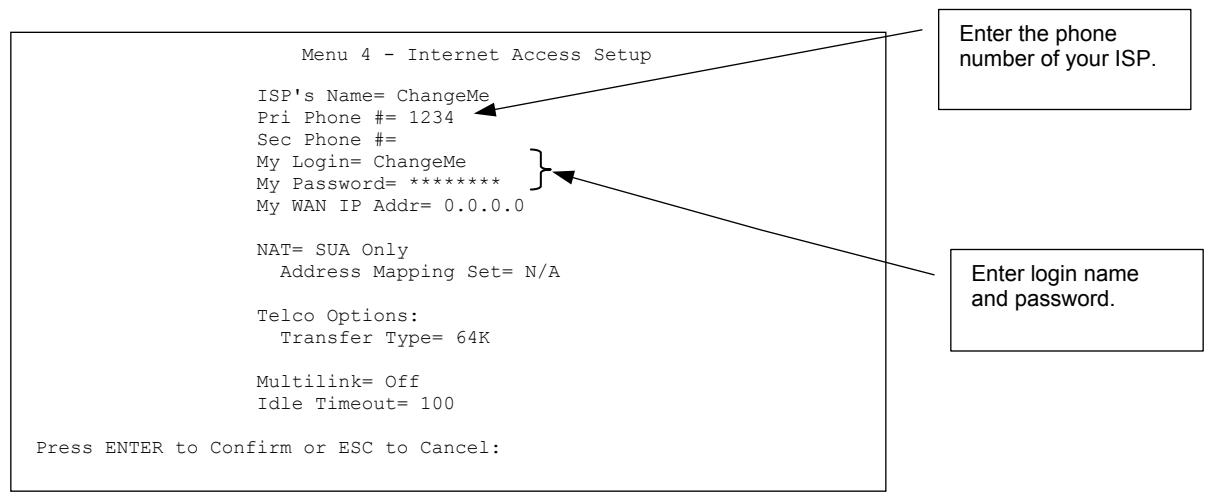 ZYXEL PRESTIGE 202H - Internet Access Setup - 1