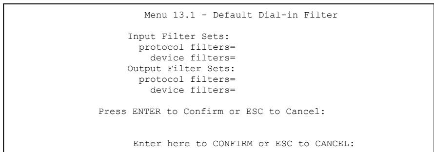 ZYXEL PRESTIGE 202H - Default Dial-in Filter - 1