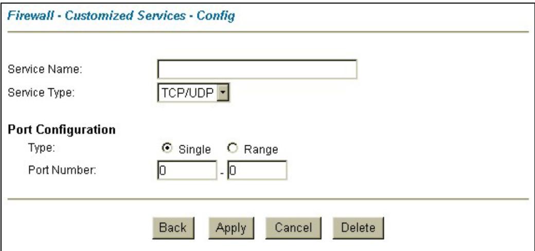 ZYXEL PRESTIGE 202H - Creating/Editing A Customized Service - 1