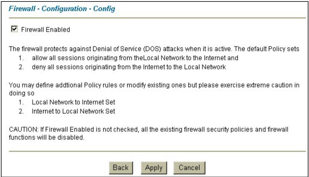 ZYXEL PRESTIGE 202H - Enabling the Firewall - 1