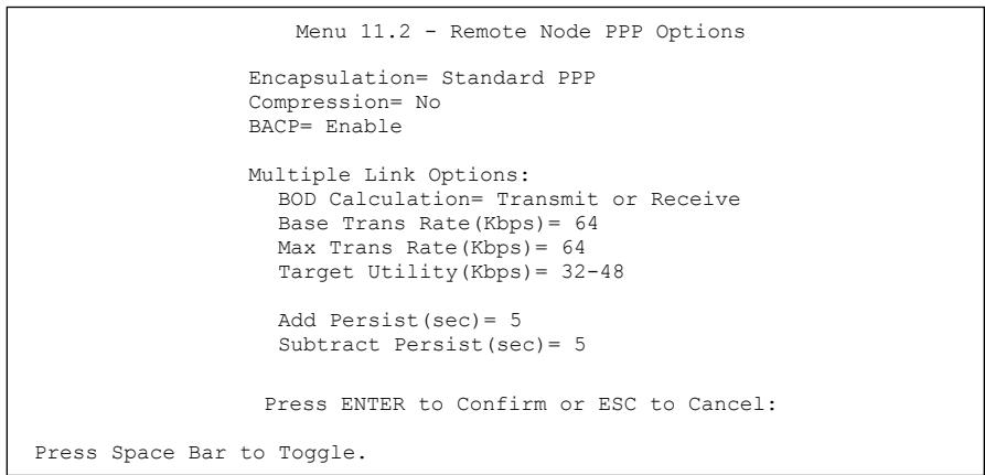 ZYXEL PRESTIGE 202H - Editing PPP Options - 1