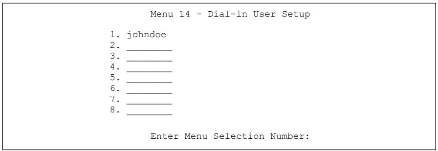ZYXEL PRESTIGE 202H - Dial-In User Setup - 1