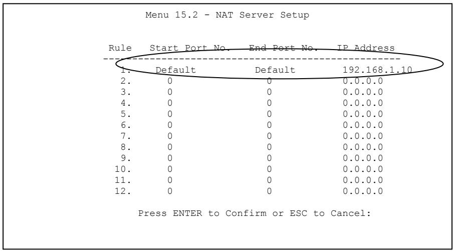 ZYXEL PRESTIGE 202H - Example 2: Internet Access with an Inside Server - 2