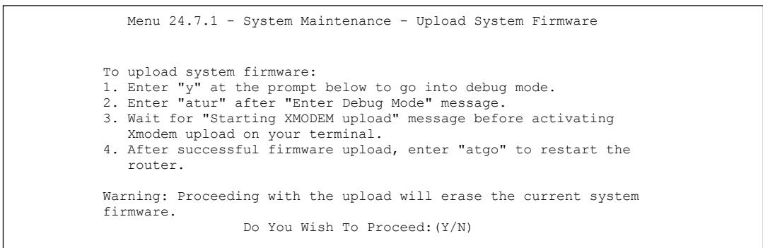 ZYXEL PRESTIGE 202H - Uploading Firmware File Via Console Port - 1