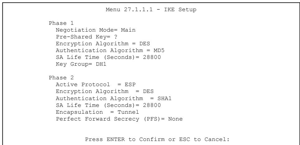 ZYXEL PRESTIGE 202H - Configuring IKE Settings - 1