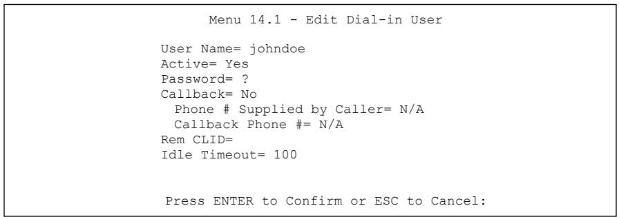 ZYXEL PRESTIGE 202H - Dial-In User Setup - 2