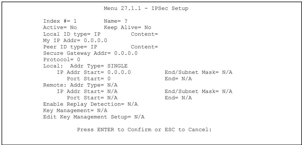 ZYXEL PRESTIGE 202H - IPSec Setup - 1