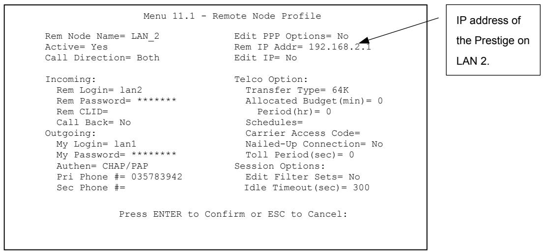 ZYXEL PRESTIGE 202H - LAN 1 Setup - 1