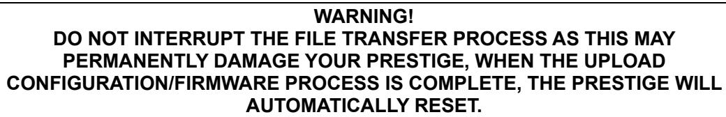 ZYXEL PRESTIGE 202H - Uploading Firmware and Configuration Files - 1