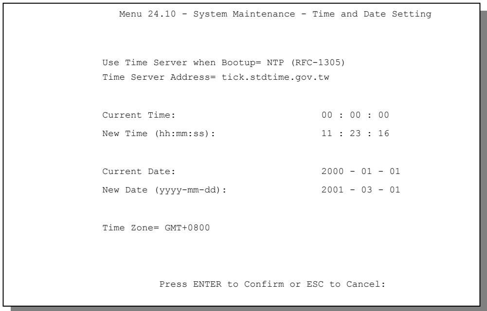 ZYXEL PRESTIGE 202H - Time and Date - 2